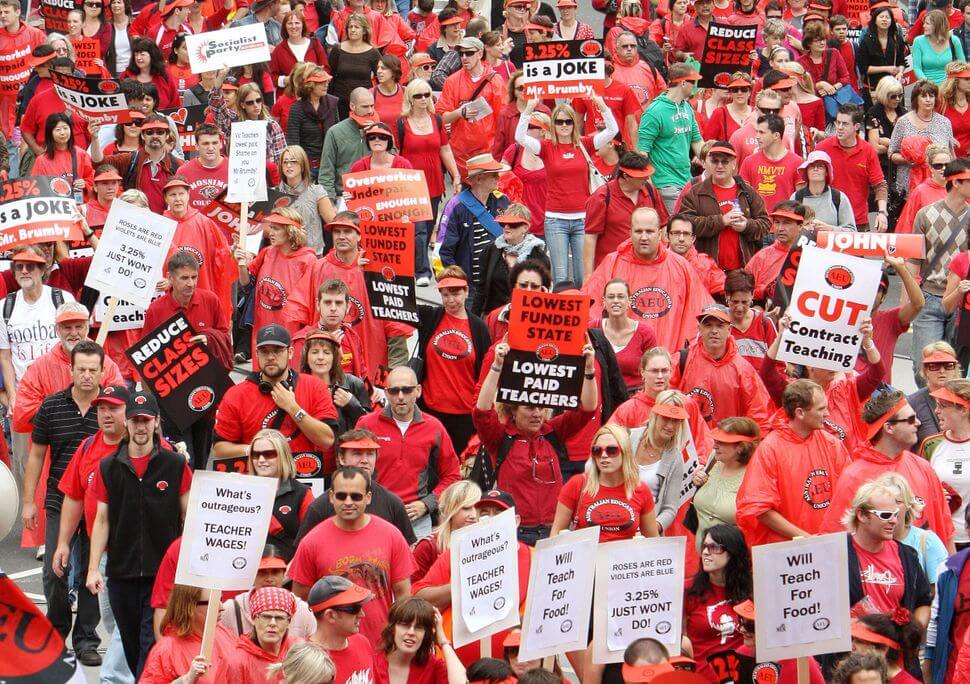 Workers on strike.