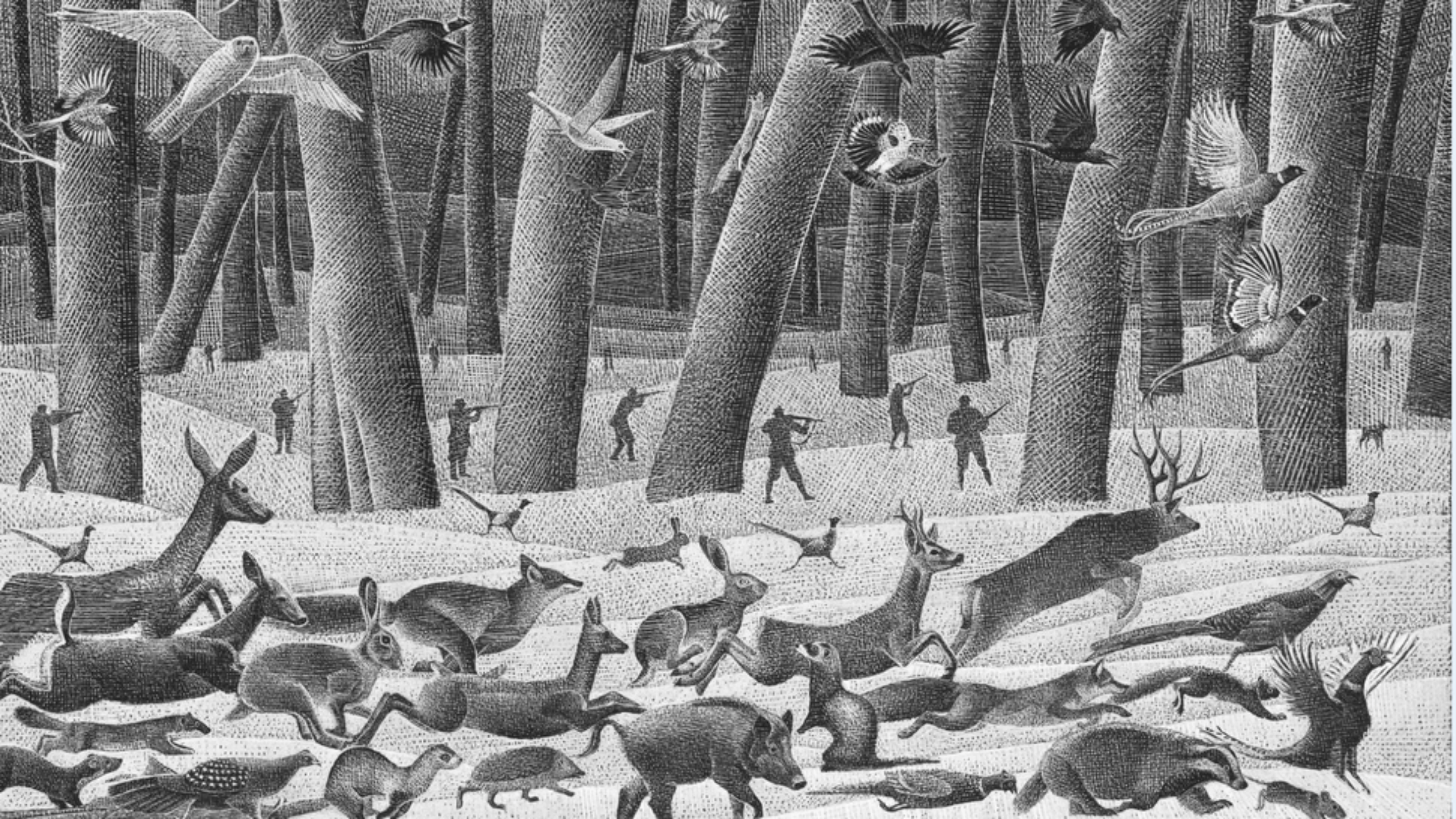 Forest animals flee hunters in “The Original Bambi.”