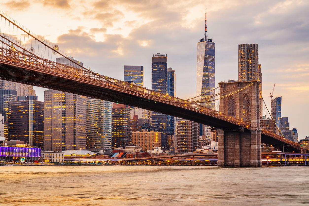 The New York City skyline.