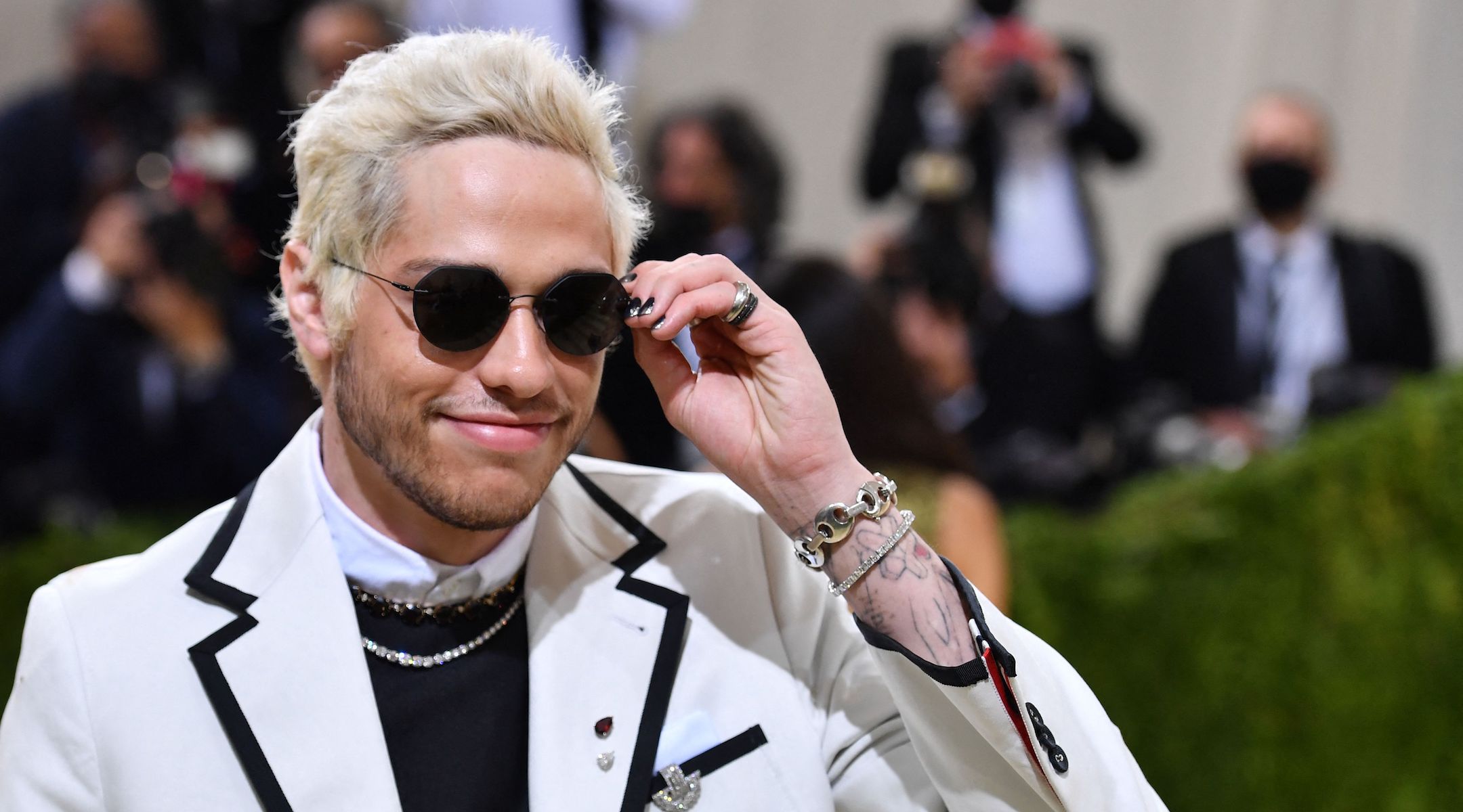 Pete Davidson arrives for the 2021 Met Gala at the Metropolitan Museum of Art in New York, Sept. 13, 2021. (Angela Weiss/AFP via Getty Images)