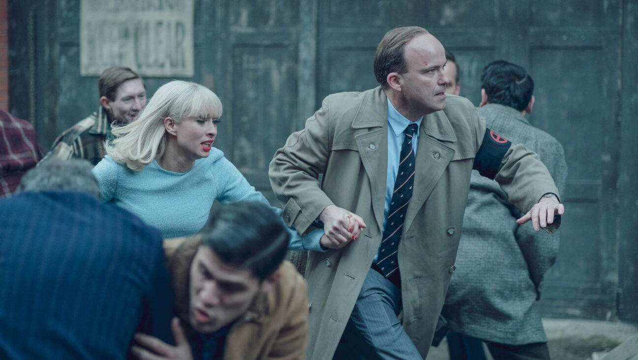 Agnes O’Casey as Vivien and Rory Kinnear as National Socialist Party leader Colin Jordan in the PBS miniseries “Ridley Road.” (Courtesy of RED Production Company and Masterpiece)