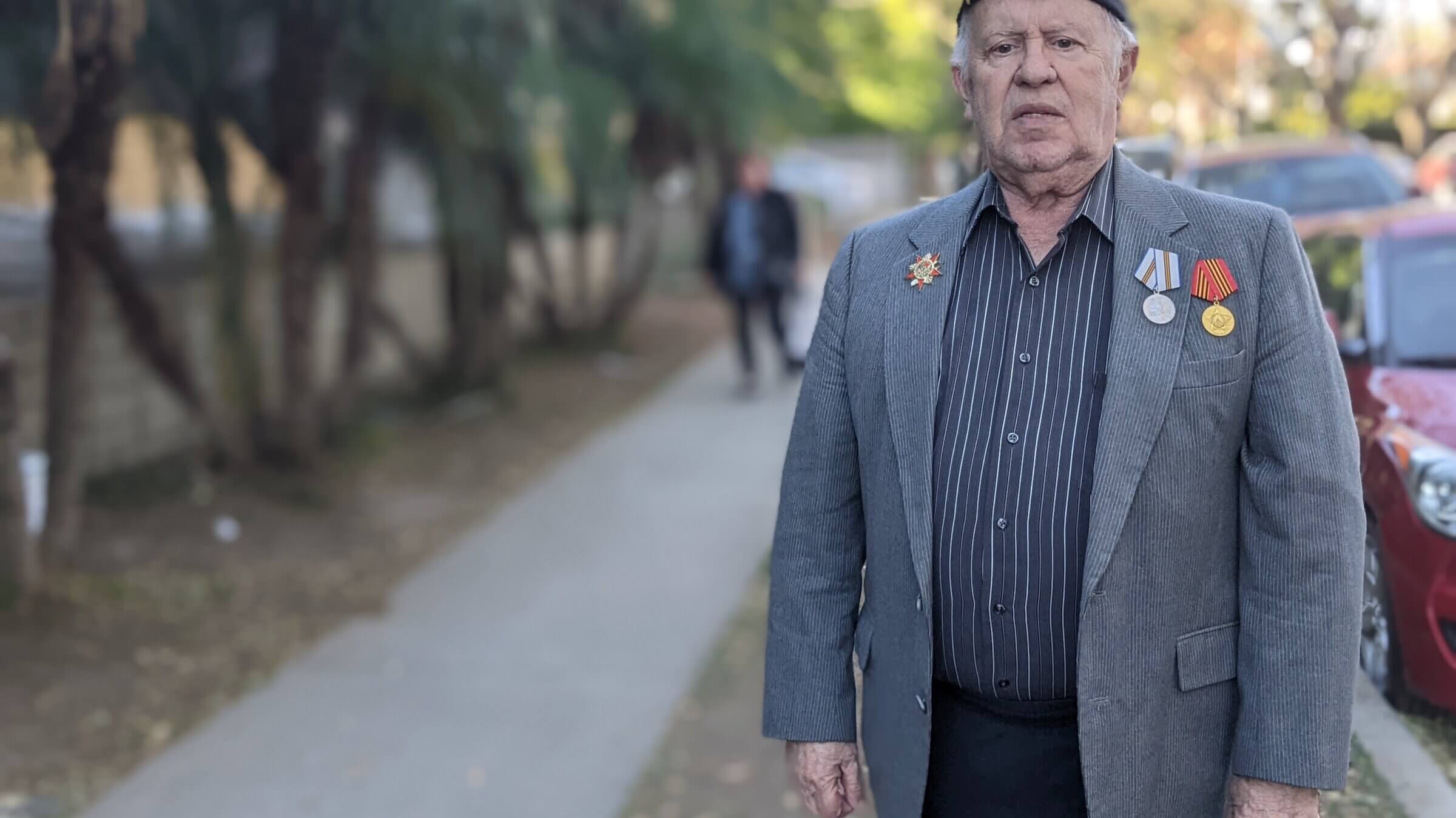 Boris Melamed, the president of the Los Angeles Association of Veterans of World War II, stands near his West Hollywood apartment. 