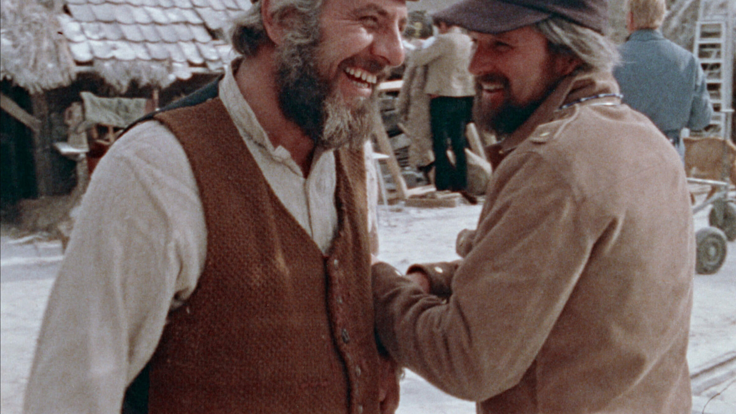 Topol and Norman Jewison on the set of the 1971 movie musical 'Fiddler on the Roof.'