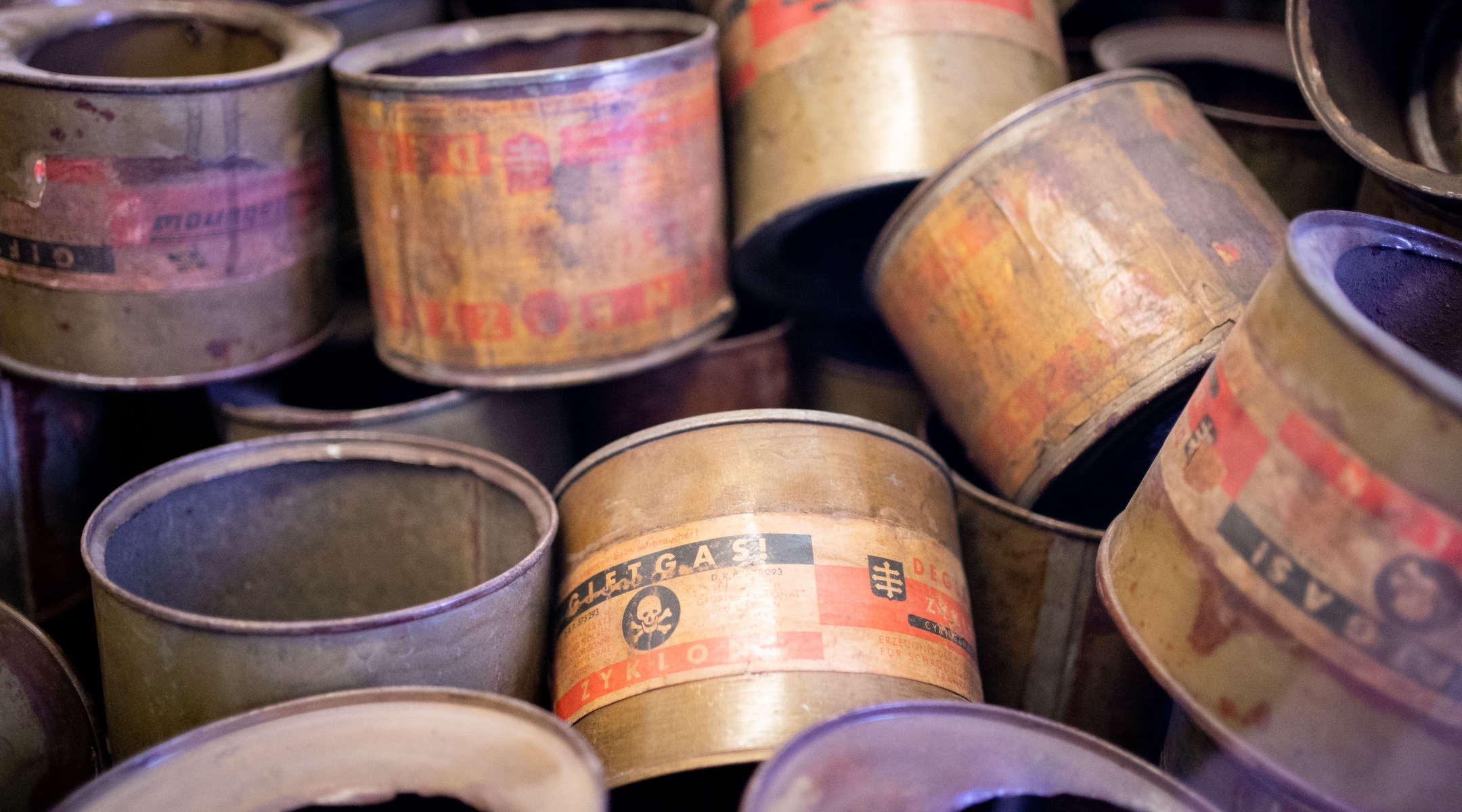 Empty poison gas cans of the pesticide Zyklon B are exhibited in the museum of the former concentration camp Auschwitz I. (Kay Nietfeld/picture alliance via Getty Images)