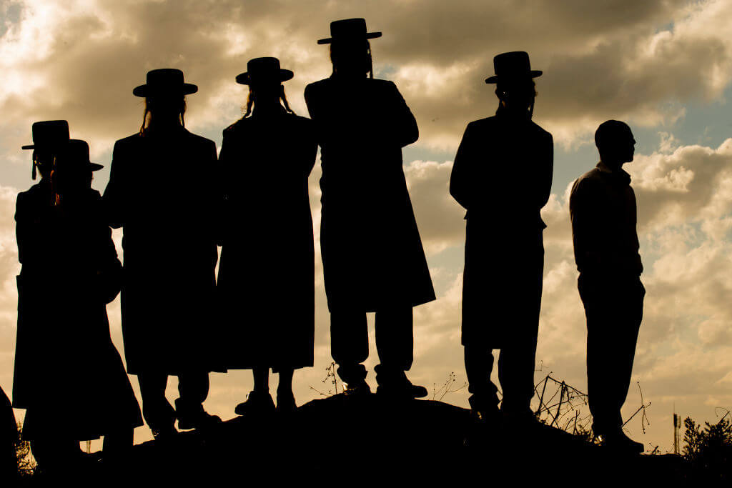 Haredi men gather in Haifa.