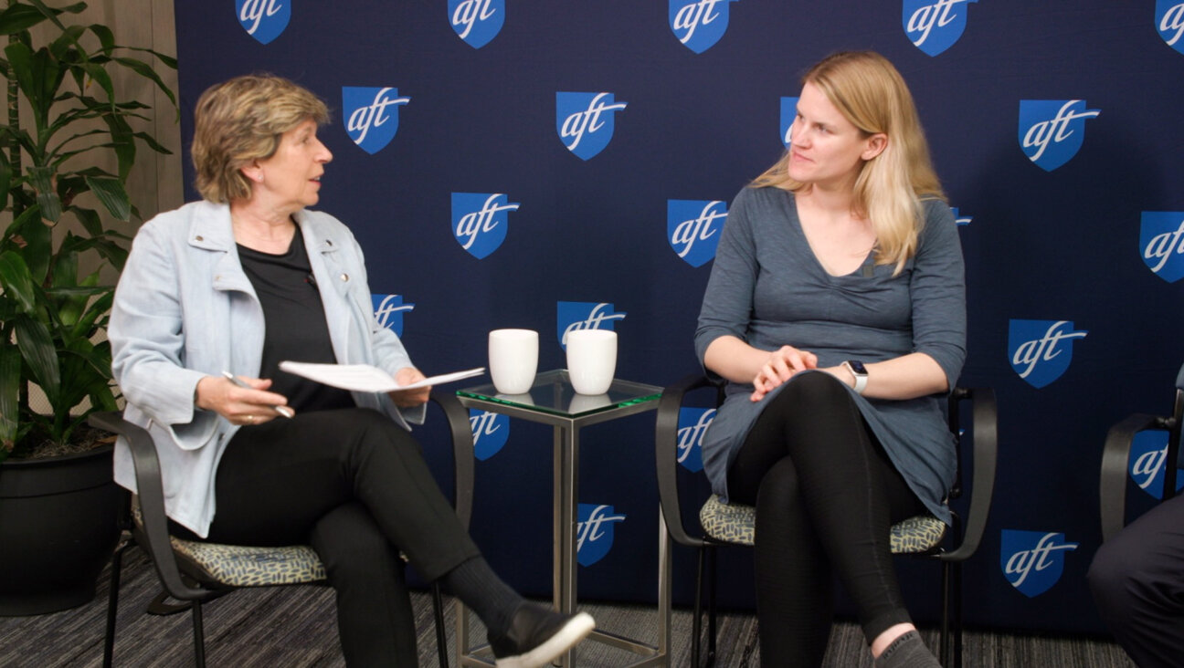 Weingarten, left, with Frances Haugen, an advocate for accountability in social media, May 3.