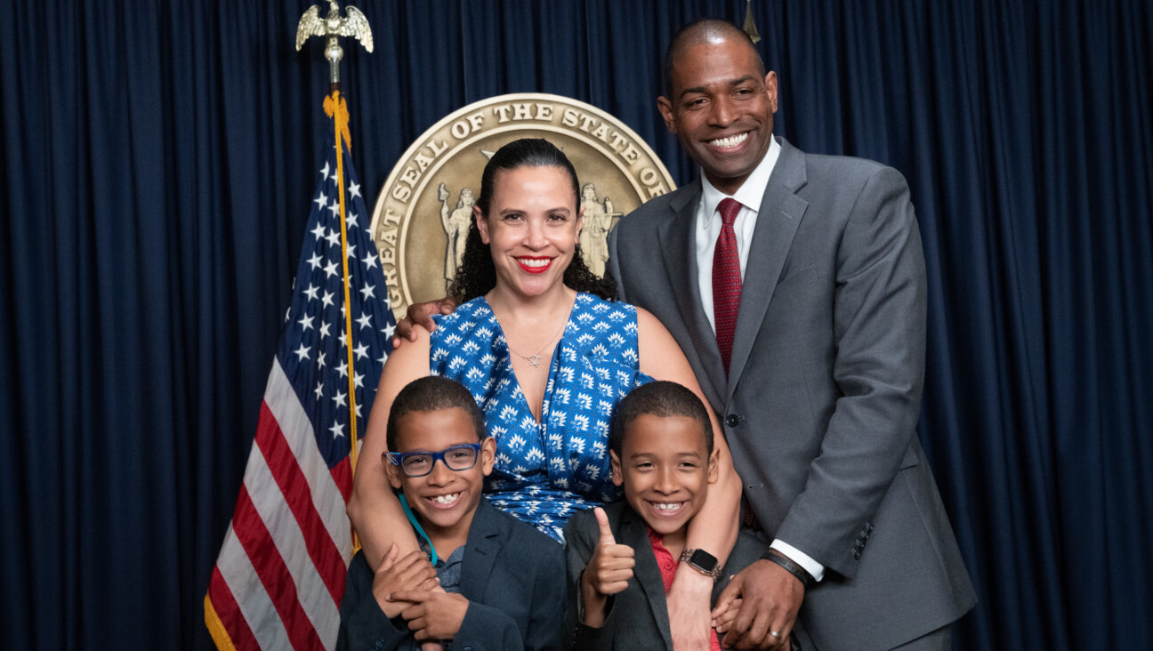 Lt. Governor Antonio Delgado with his wife Lacey Schwartz Delgado and his twin sons Maxwell and Coltrane at his swearing in ceremony on May 25, 2022.