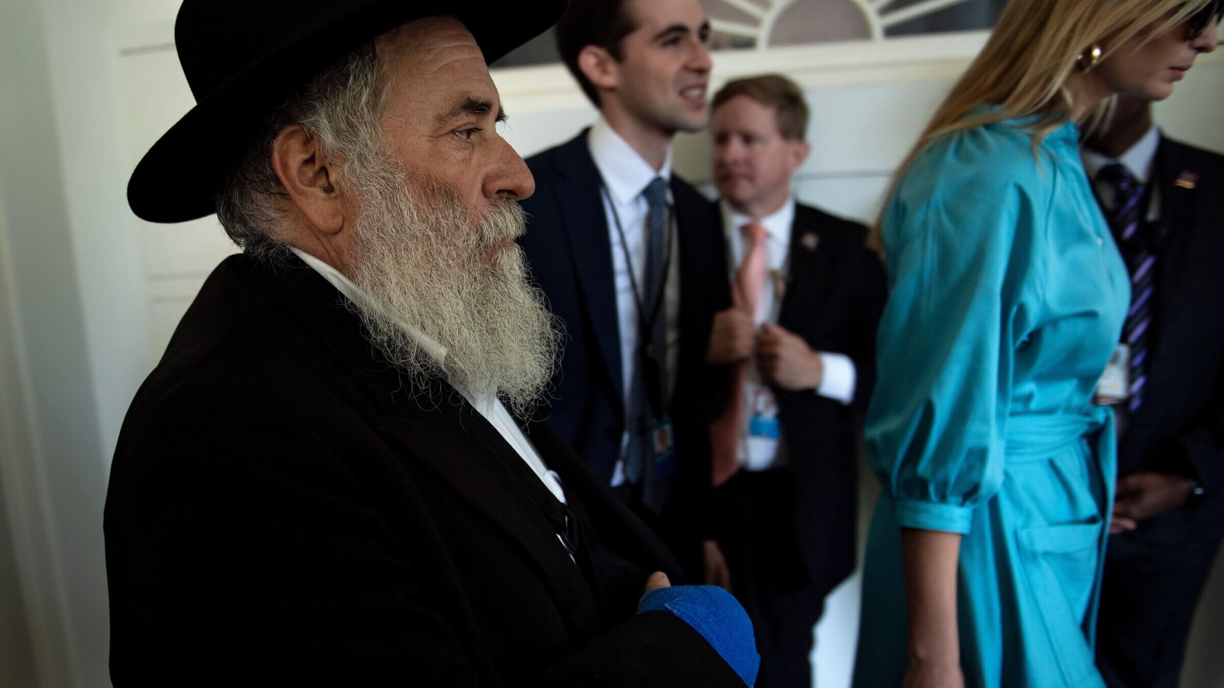 Yisroel Goldstein of the Chabad of Poway at a White House event in 2019. (Brendan Smialowski / AFP via Getty Images)