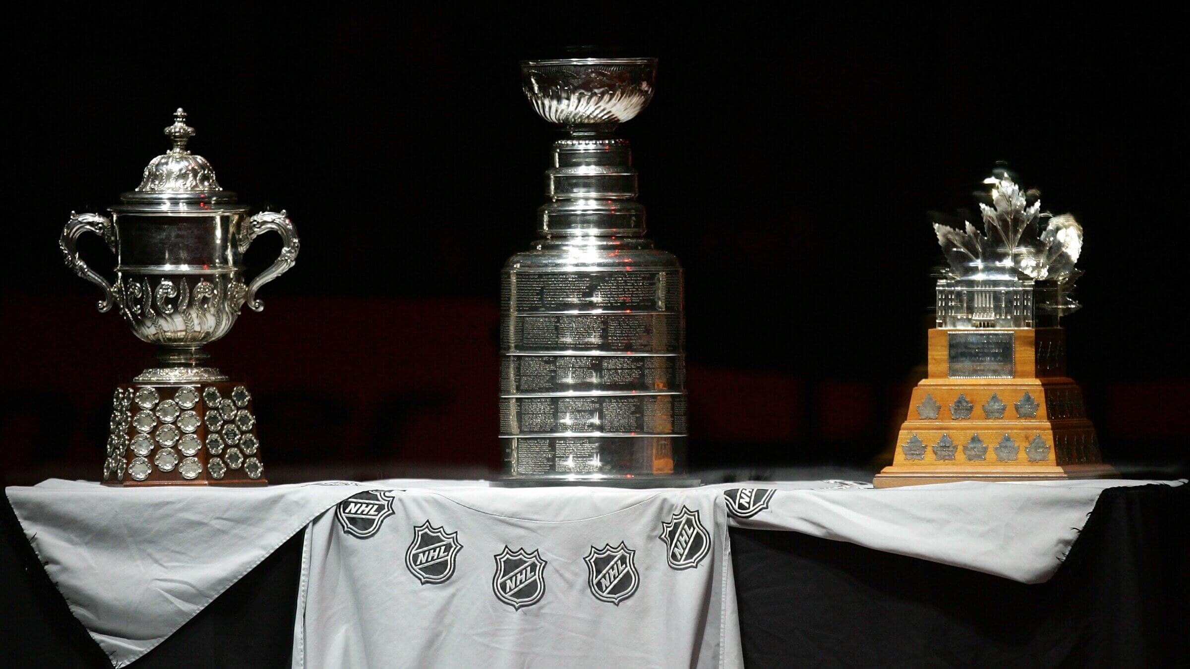 Stanley Cup. located between the Clarence Campbell Trophy and the Conn Smythe Trophy.