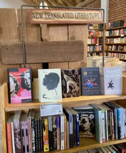 Bookshelf filled with translated books