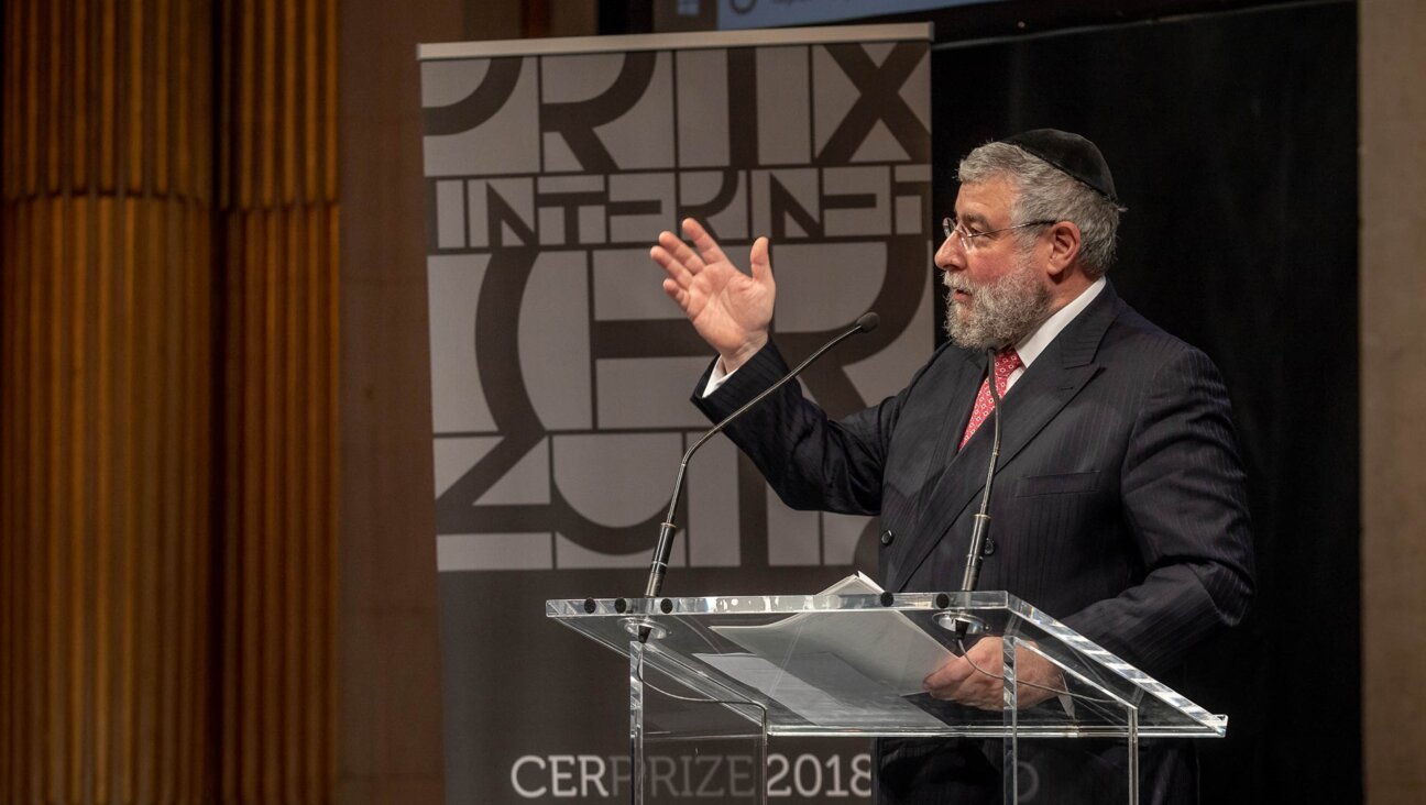 Rabbi Pinchas Goldschmidt delivers a speech in Paris, France, Oct. 10, 2018. (Conference of European Rabbis)