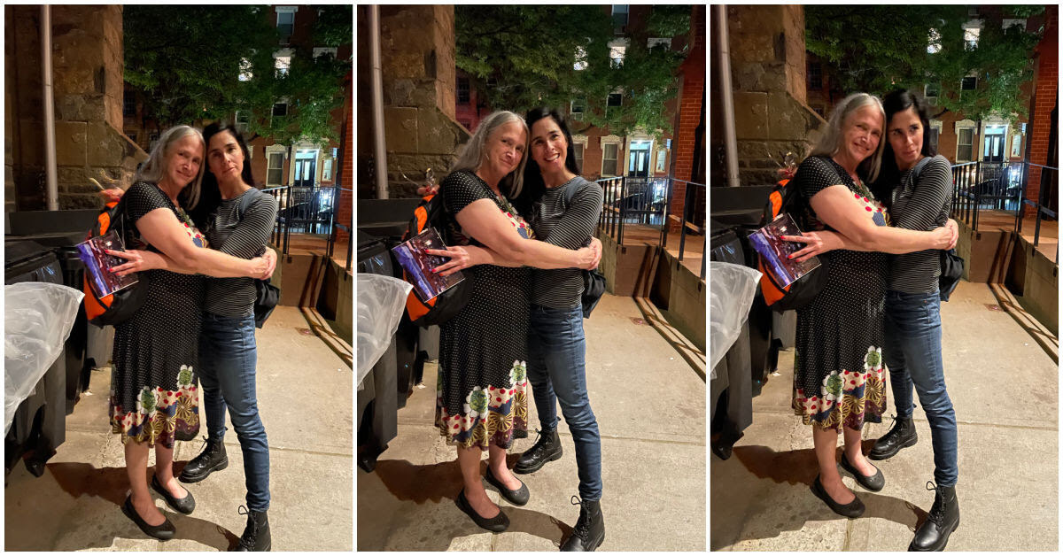 Sarah Silverman, right, with her older sister, Rabbi Susan Silverman, after the show.