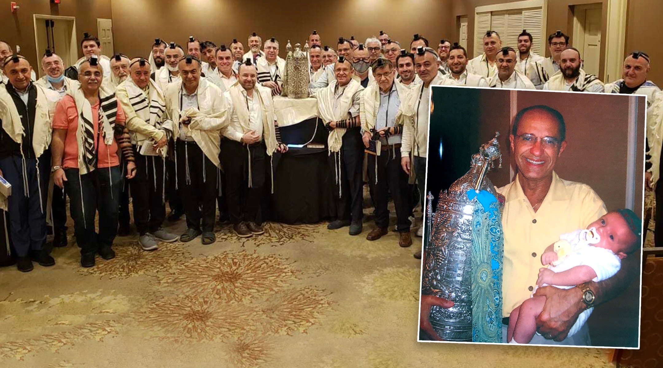 Jack Abraham with his family Torah, which has been used by his family and Jewish travelers around the world for almost two decades. (Courtesy)