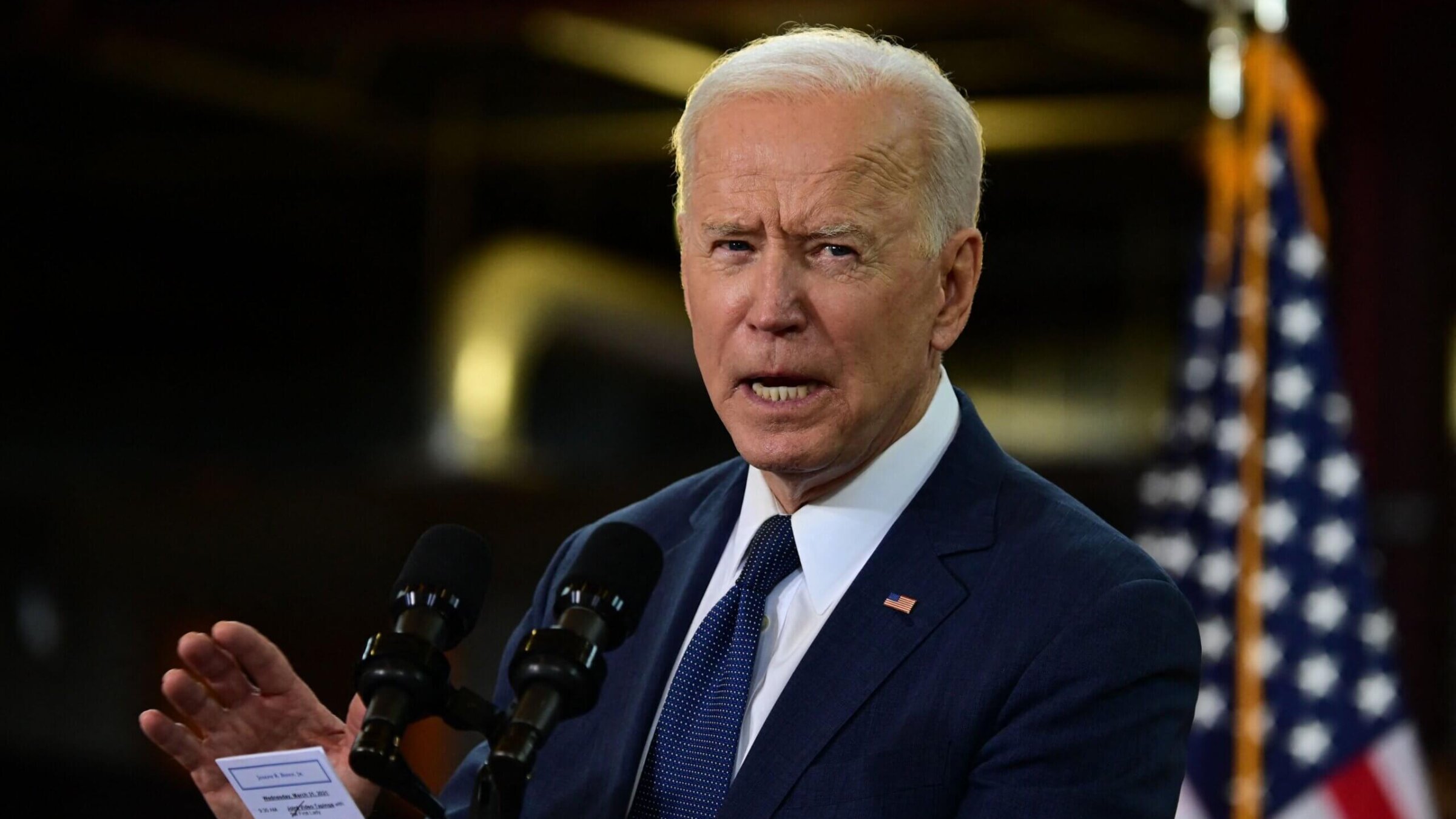 President Joe Biden speaks in Pittsburgh on March 31, 2021. 