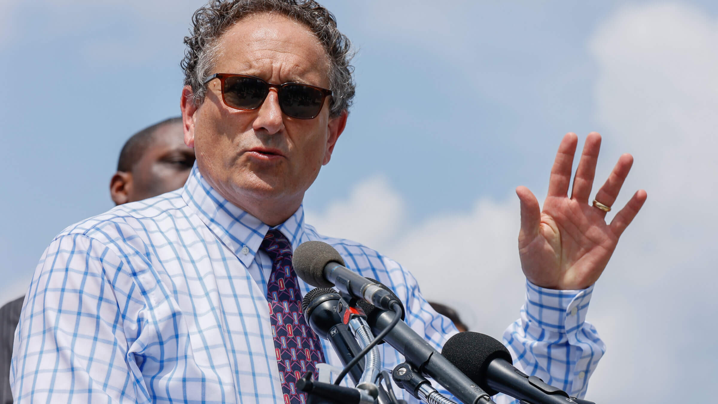 Rep. Andy Levin (D-MI) speaks at a press conference calling for the expansion of the Supreme Court on July 18, 2022.