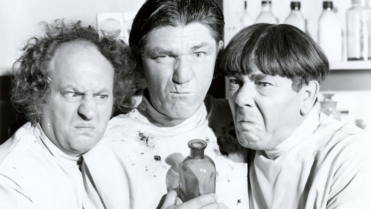 The Three Stooges in the short film “All Gummed Up.” From left:  Larry Fine and Shemp and Moe Howard.