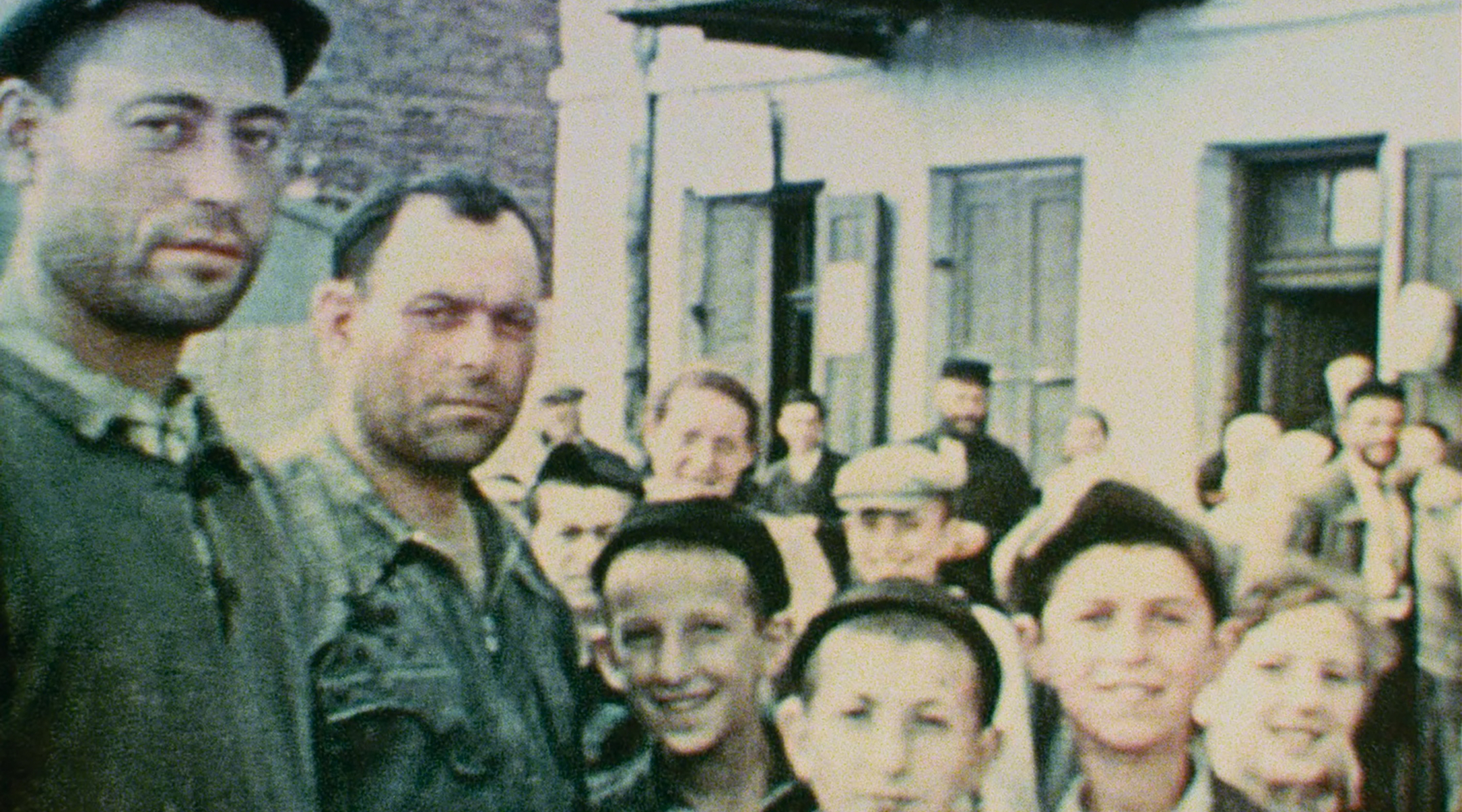 Townspeople shown in the predominantly Jewish village of Nasielsk, Poland, in 1938, as seen in Bianca Stigter’s “Three Minutes: A Lengthening.” (Courtesy of Family Affair Films/US Holocaust Memorial Museum)