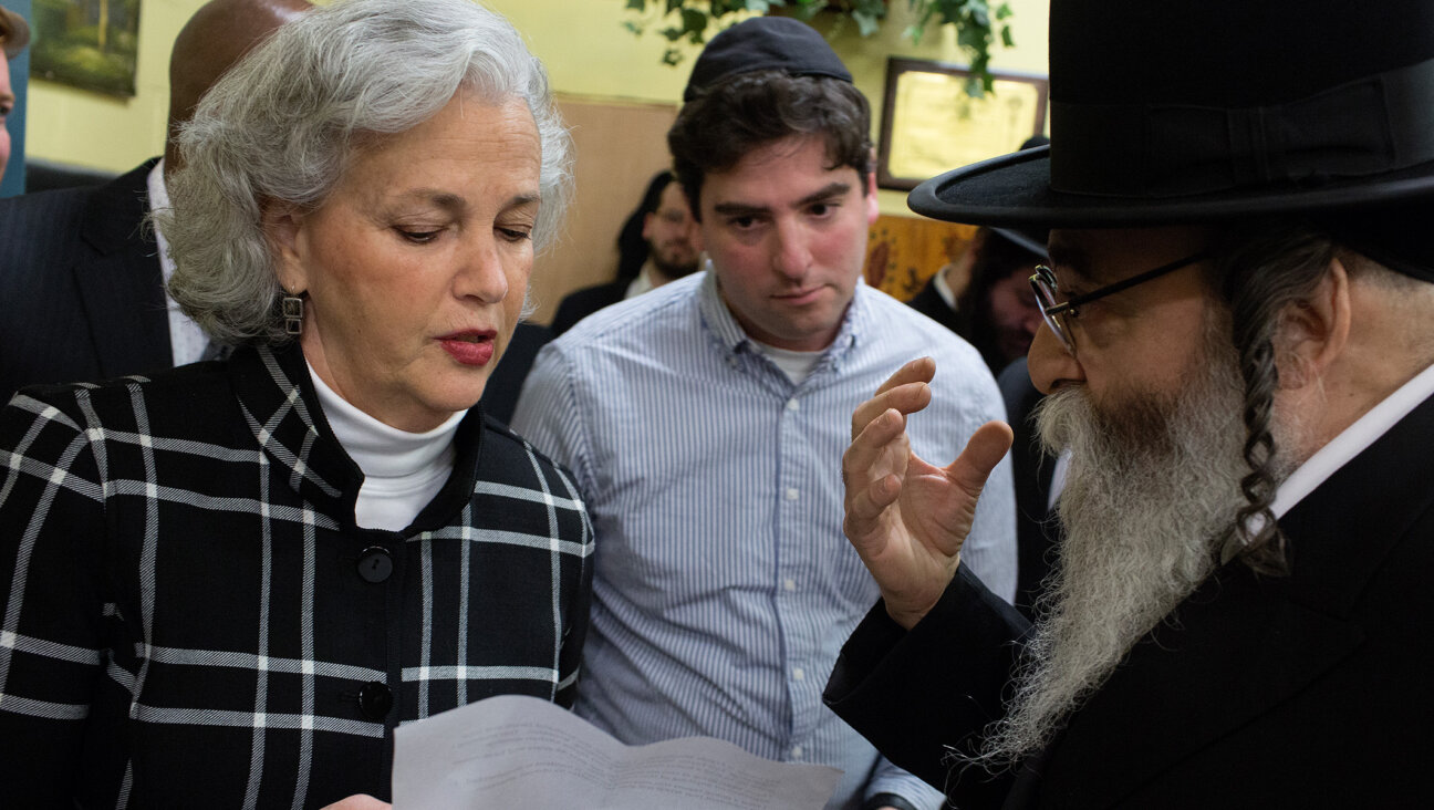 Deborah Lauter, in her role as director of the New York City Office for the Prevention of Hate Crimes, attends a press conference in Williamsburg to denounce a hate crime attack in Jersey City, Dec. 12, 2019. (Photo by Andrew Lichtenstein/Corbis via Getty Images)