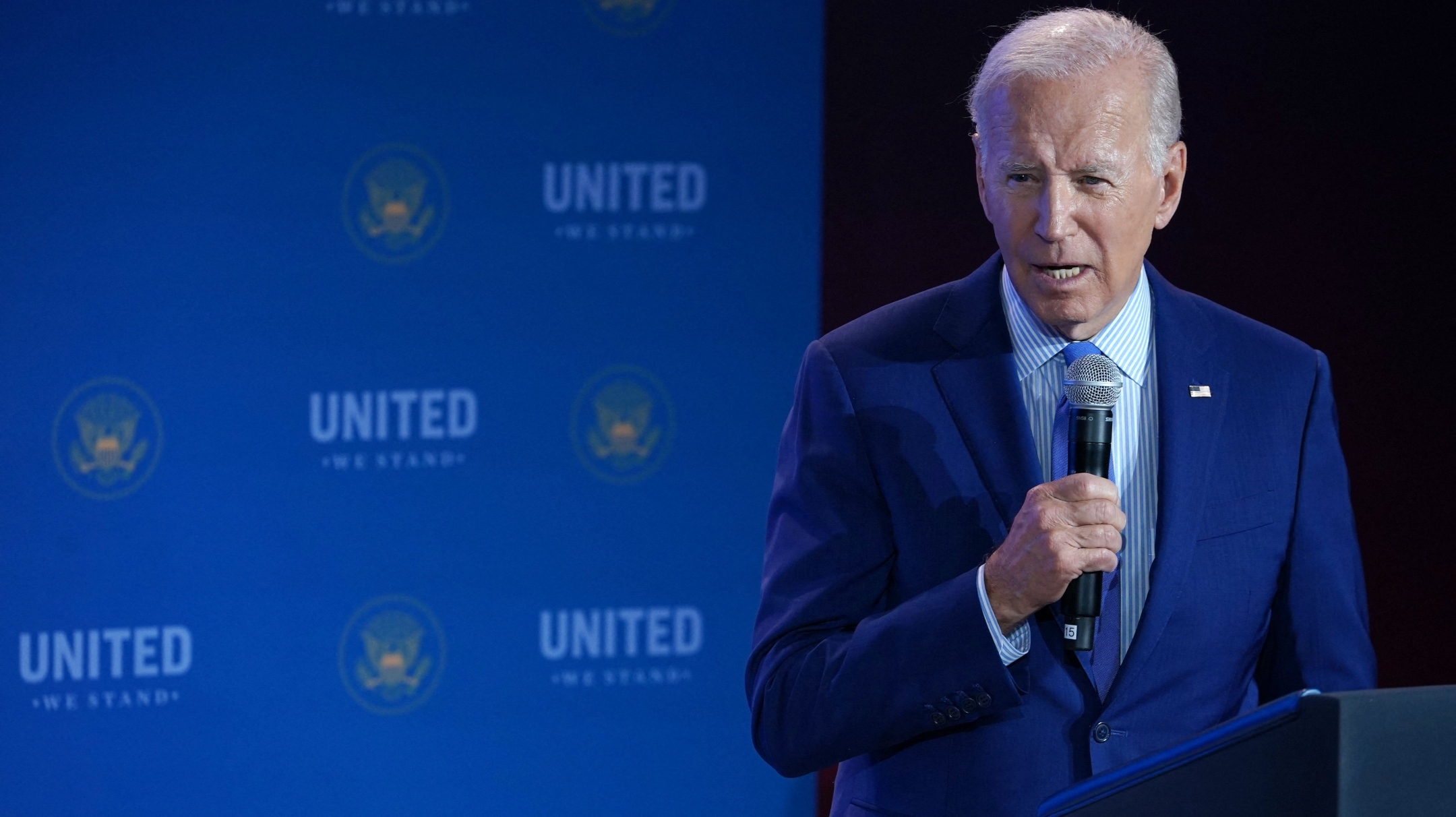 President Joe Biden delivers a keynote speech at the United We Stand Summit in the East Room of the White House, Sept. 15, 2022. (Mandel Nagan/AFP via Getty Images)