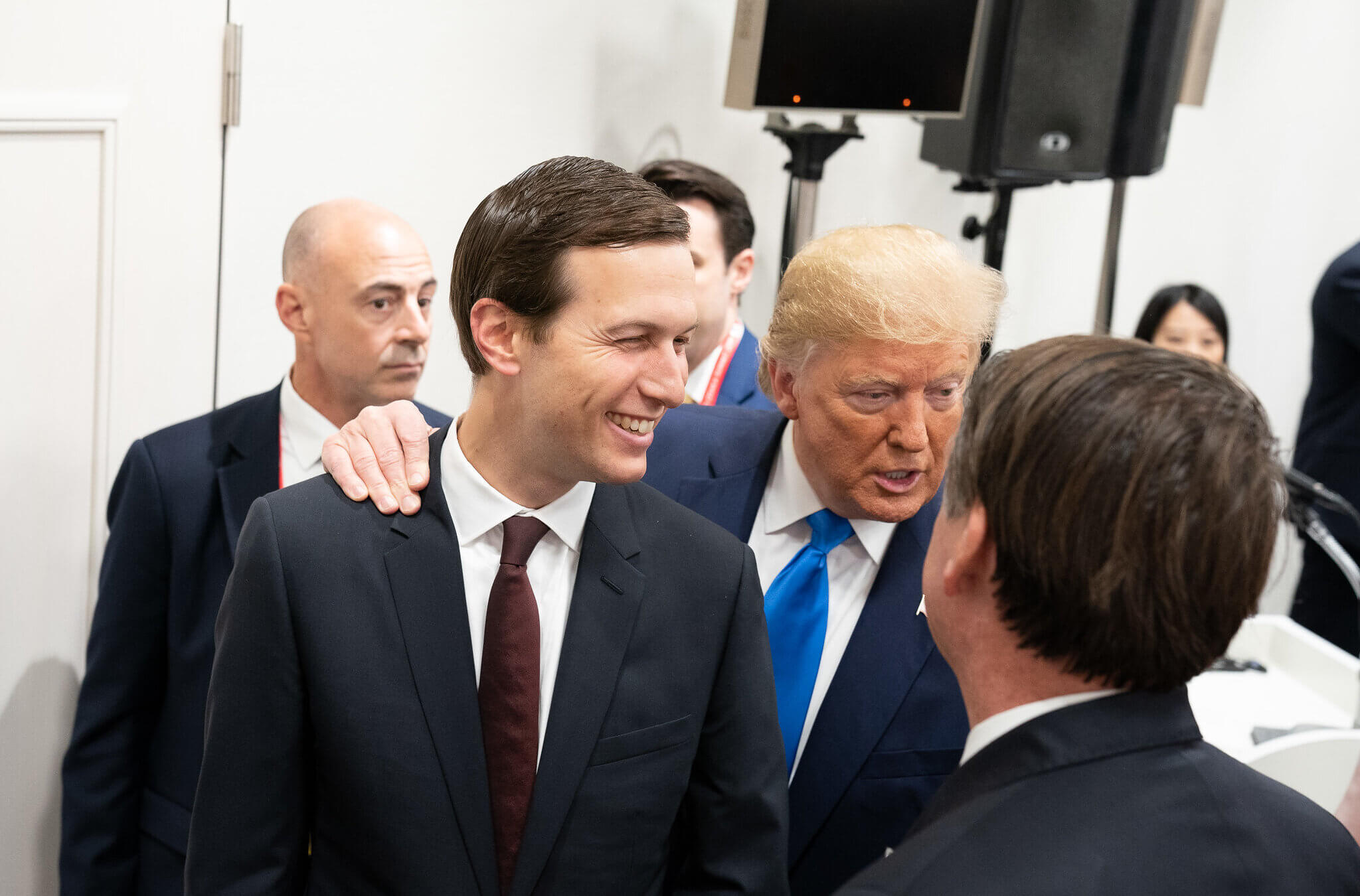 President Donald Trump speaks with Senior Advisor Jared Kushner on June 28, 2019. 