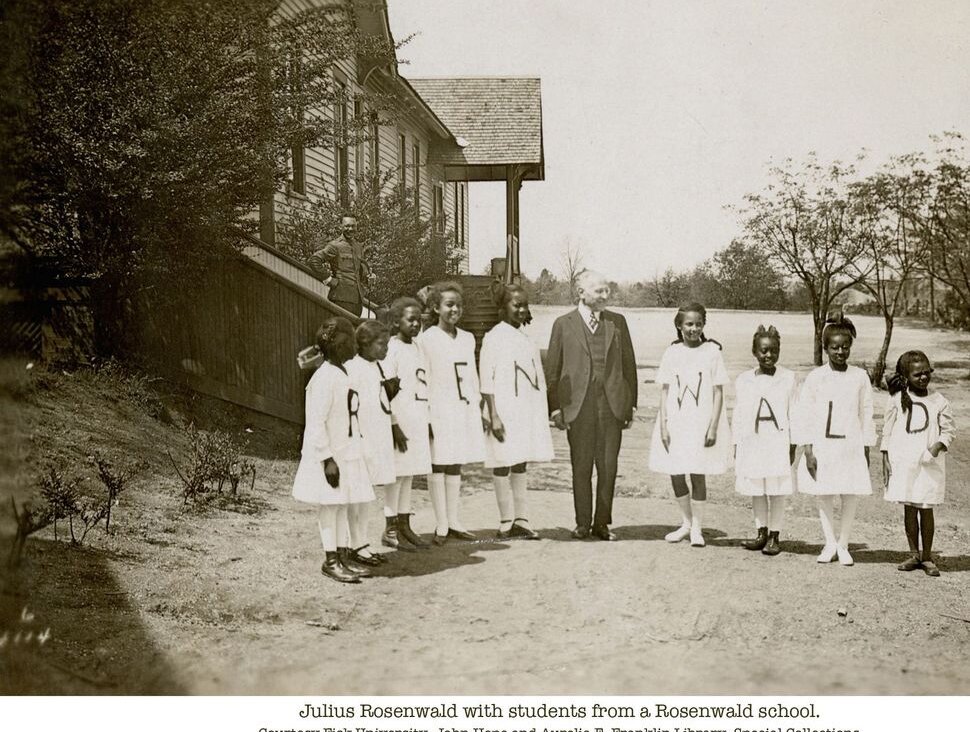 Julius Rosenwald with students from a Rosenwald school.