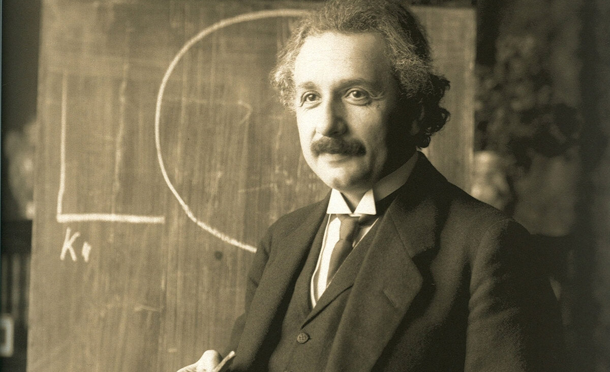 Albert Einstein during a lecture in Vienna in 1921.