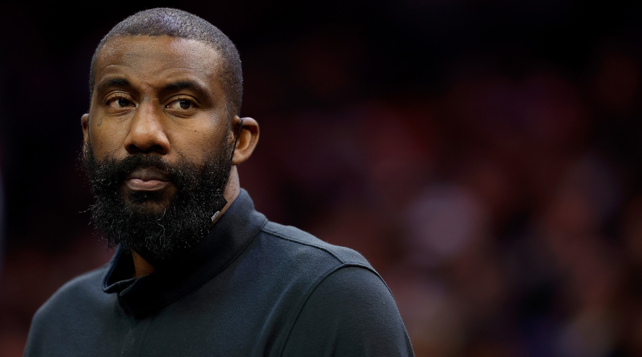 Amar’e Stoudemire, then a Brooklyn Nets assistant coach, looks on during a game in Phoenix, Ariz., Feb. 1, 2022. (Christian Petersen/Getty Images)