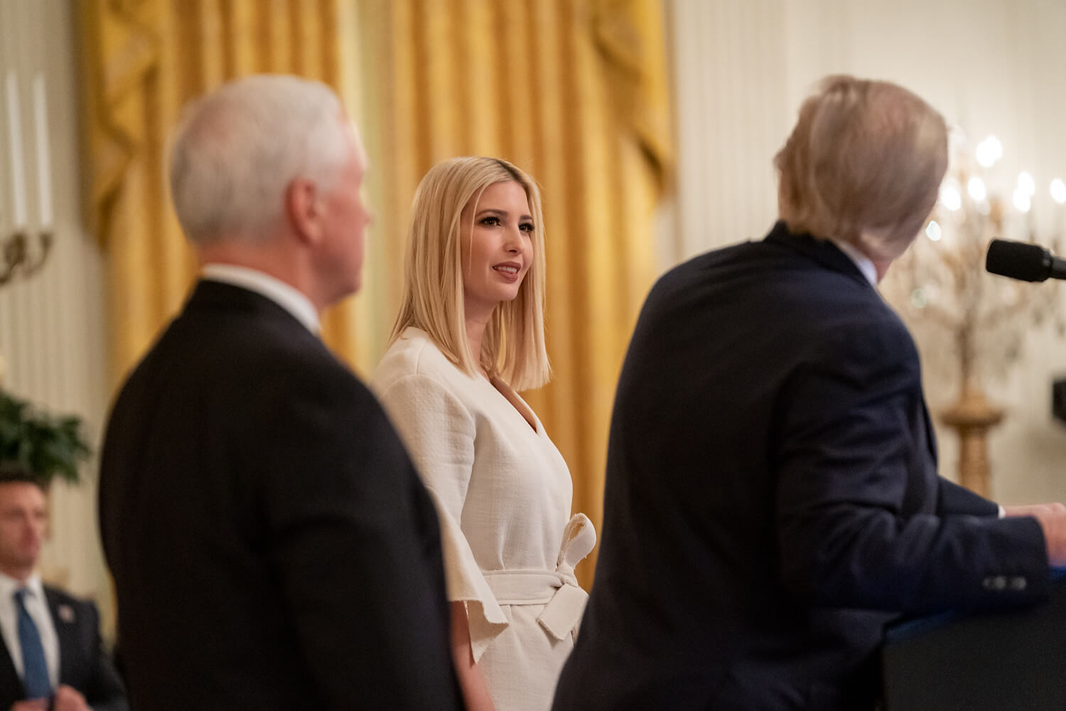 President Donald J. Trump, right, and Ivanka Trump, center, on Jan. 31, 2020.