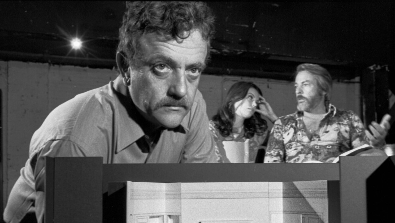 Kurt Vonnegut during rehearsals for his off-Broadway play "Happy Birthday, Wanda June," 1970.