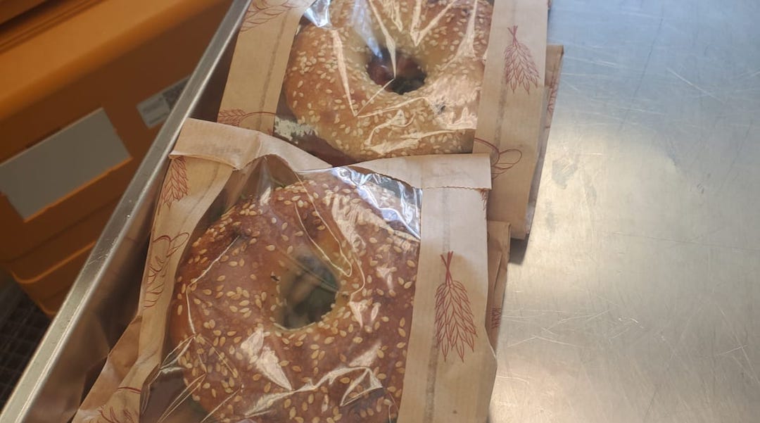 The bagels are being baked in a space provided by Qatar Airways. (Courtesy of Rabbi Marc Schneier)