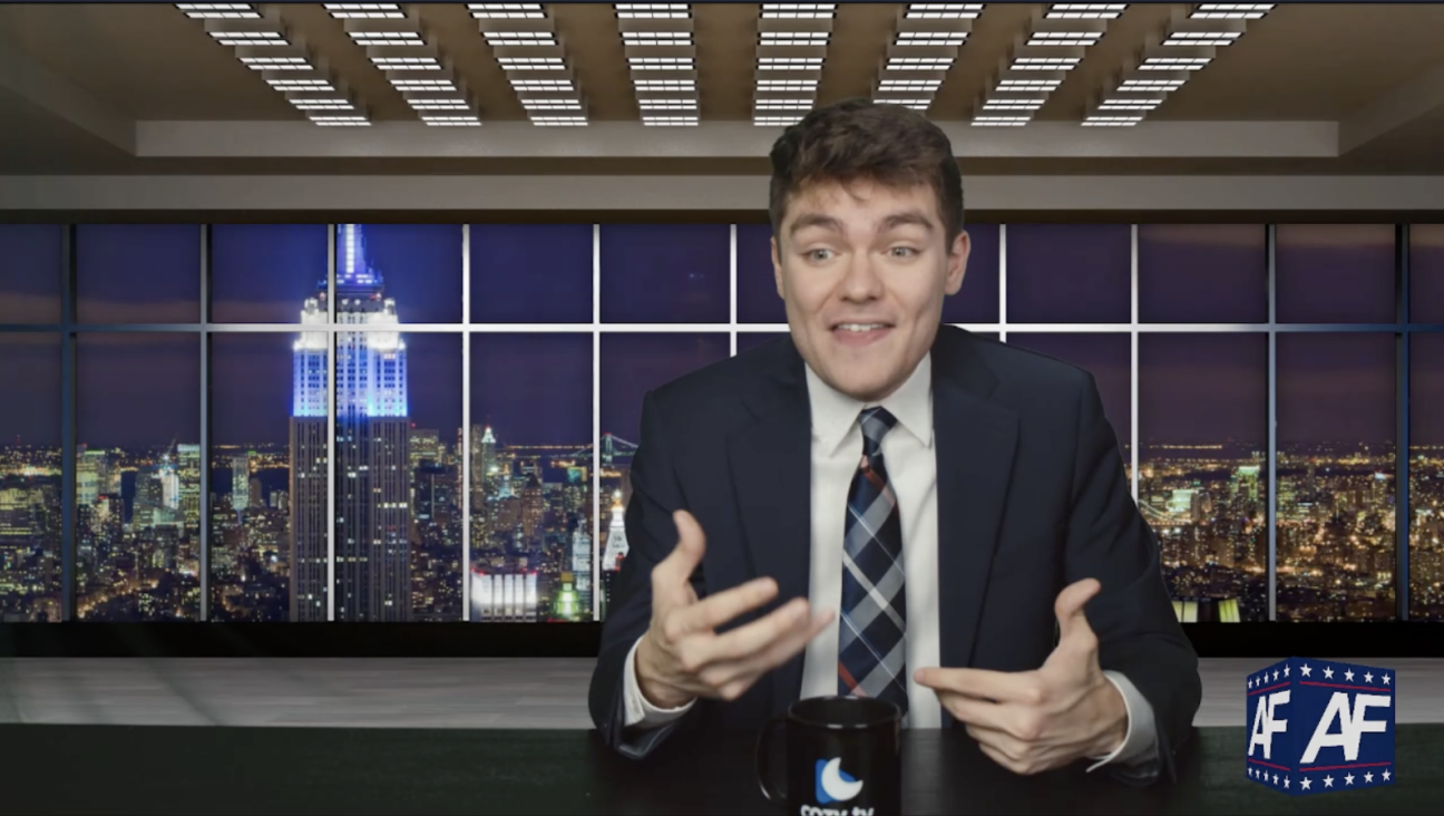 Nick Fuentes during a recent livestream.