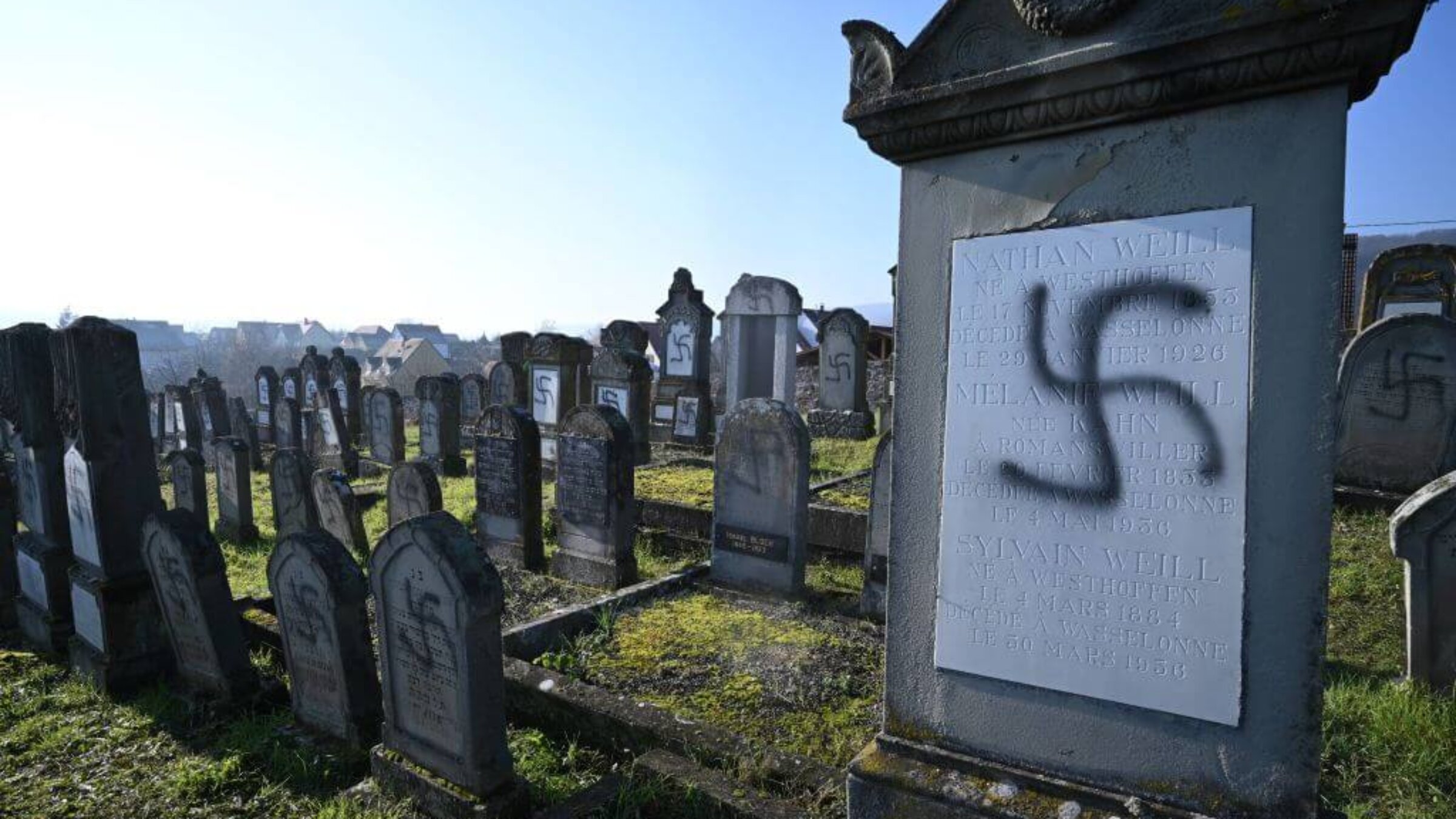 The Jewish Westhoffen cemetery near Strasbourg, France, where 107 graves were found vandalized with swastikas and antisemitic inscriptions, Dec. 4, 2019. 