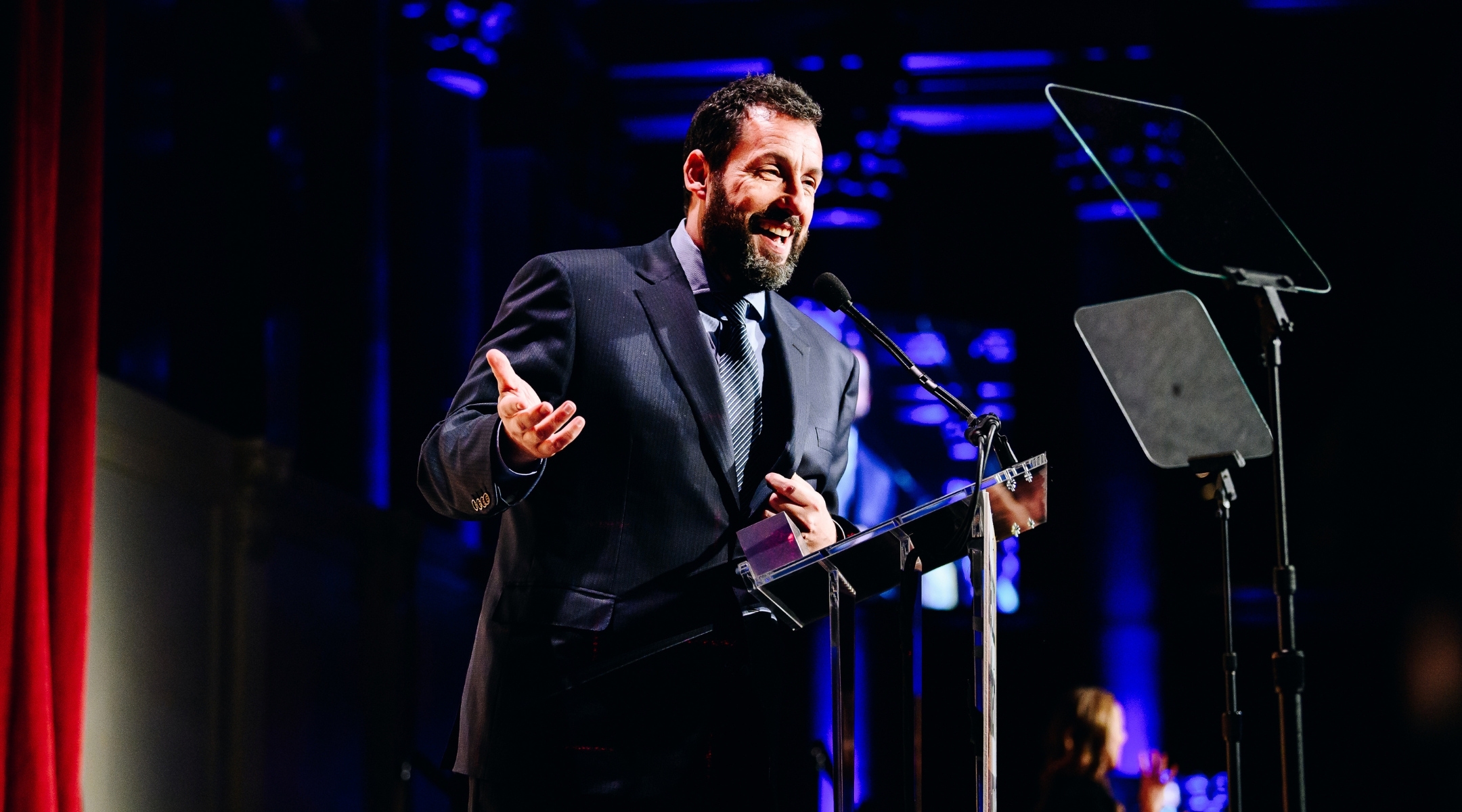 Adam Sandler gives an acceptance speech at the 2022 Gotham Awards. (Getty Images via Nina Westervelt)