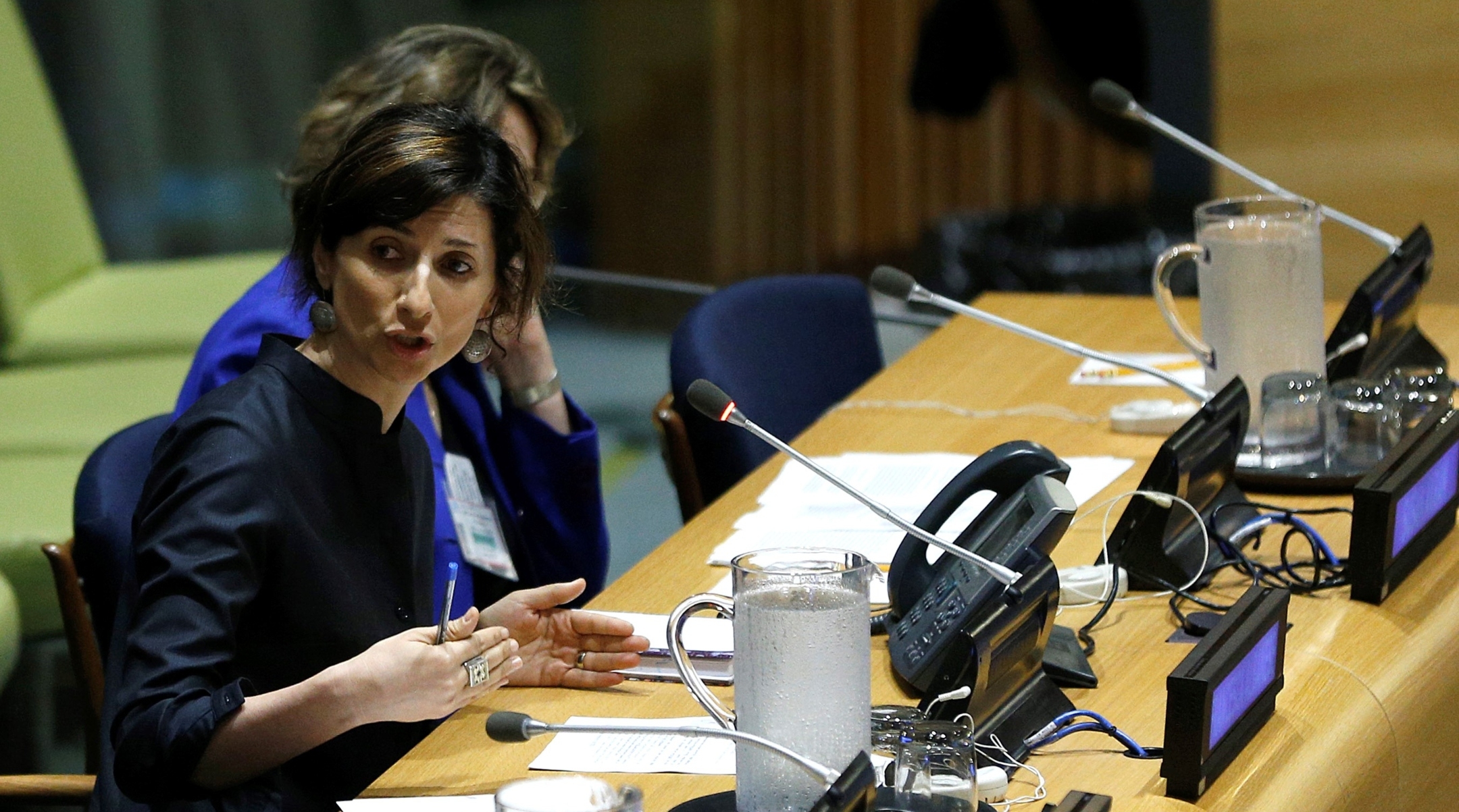 Francesca Albanese speaks at a U.N. forum in New York, May 18, 2018. (Atilgan Ozdil/Anadolu Agency/Getty Images)