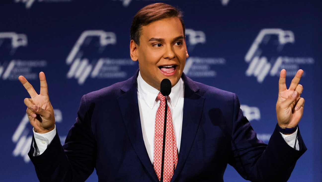 U.S. Representative-elect George Santos, a New York Republican, speaks at the Republican Jewish Coalition Annual Leadership Meeting in Las Vegas, Nov. 19, 2022. (Wade Vandervort / AFP/via Getty Images)