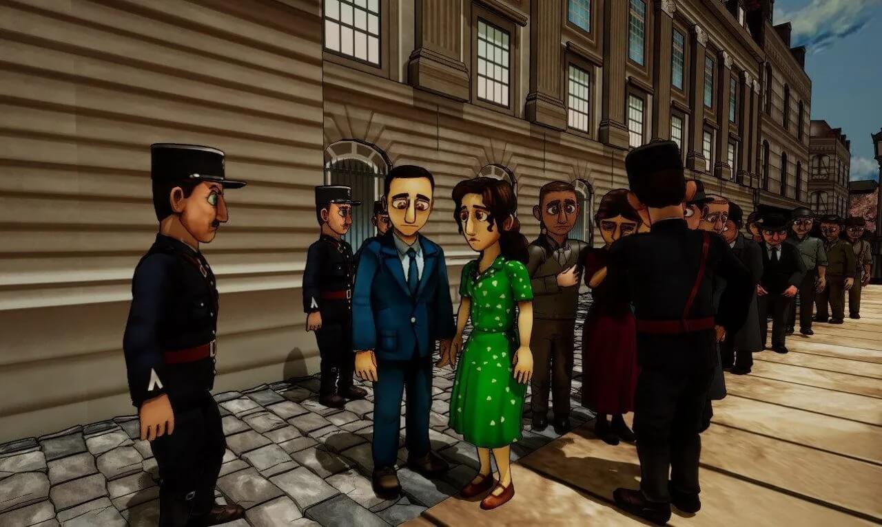 A scene from the video game 'The Light in the Darkness,' set in wartime France.