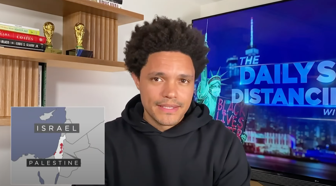 Trevor Noah on a 2021 episode of “The Daily Show.” (Screenshot from YouTube)