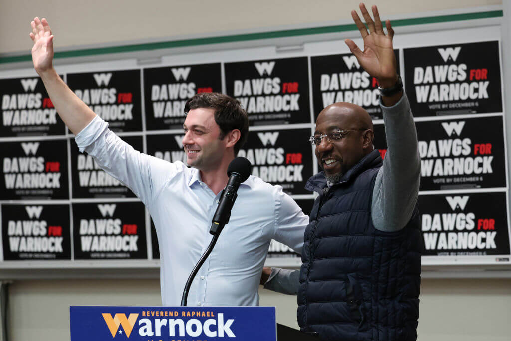 Sen. Jon Ossoff (left) campaigned with Sen. Raphael Warnock in the days leading up to the runoff.