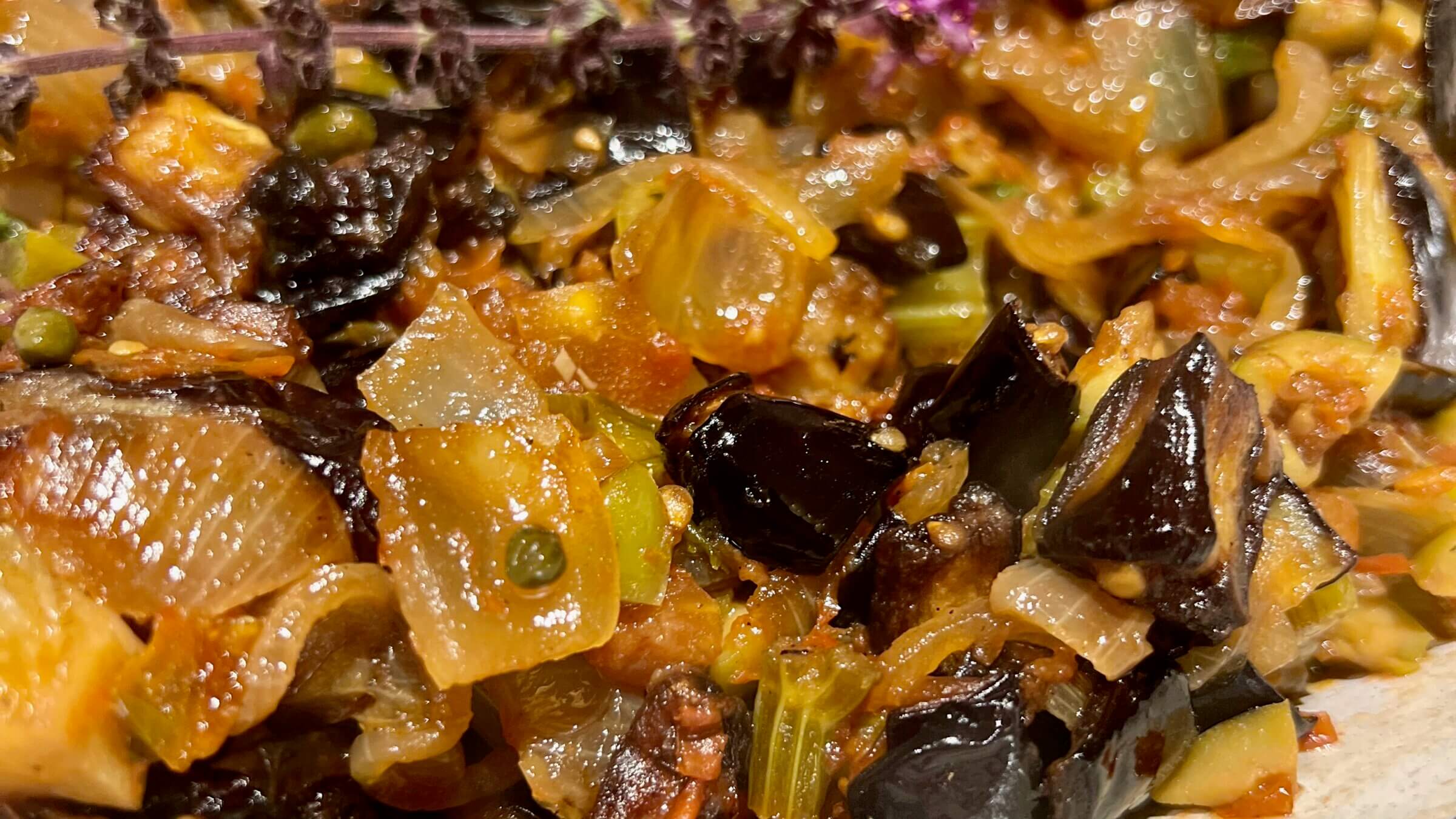 Caponata with fried eggplant