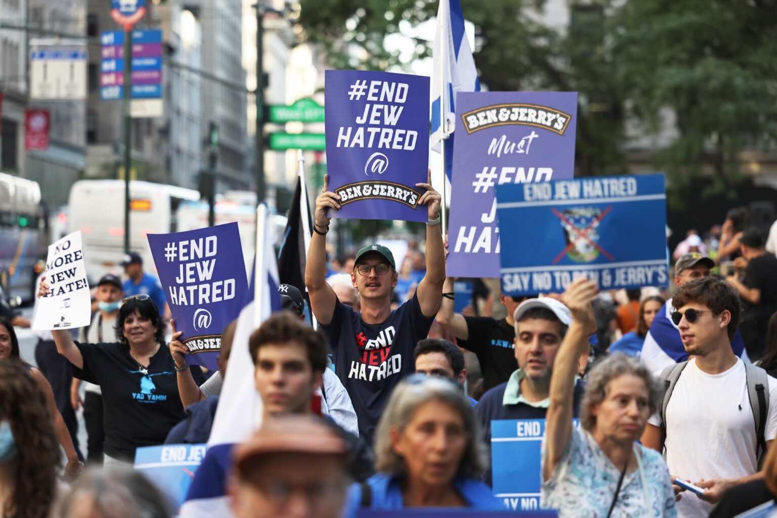 Ben & Jerry’s, a company founded by Jews, was accused of antisemitism when they said it would stop selling ice cream in the Israeli-occupied West Bank. (Getty)