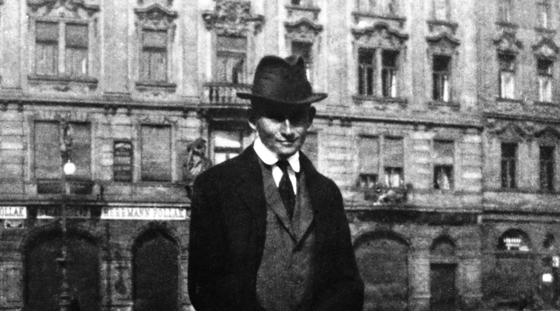 The Czech writer Franz Kafka posing before Kinsky Palace on the square of the old town in Prague, Czech Republic, where his father held a shop, around 1896-1906. (Photo by Keystone-France/Gamma-Keystone via Getty Images)