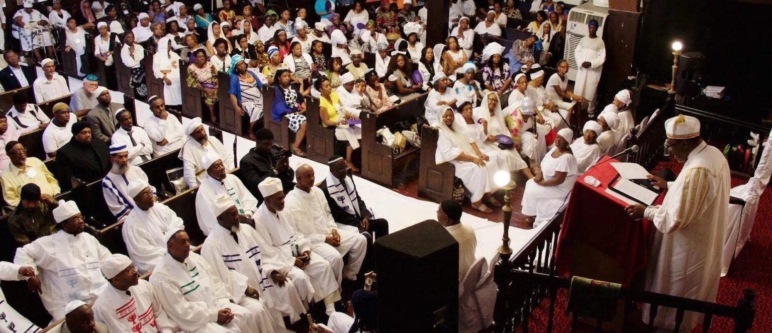 Congregants at B’nai Adath Kol Beth Yisrael, an Israelite synagogue in Brooklyn. (Courtesy)