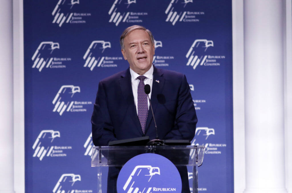 Mike Pompeo, former US secretary of state, speaks at the Republican Jewish Coalition annual leadership meeting on Nov. 18, 2022. 