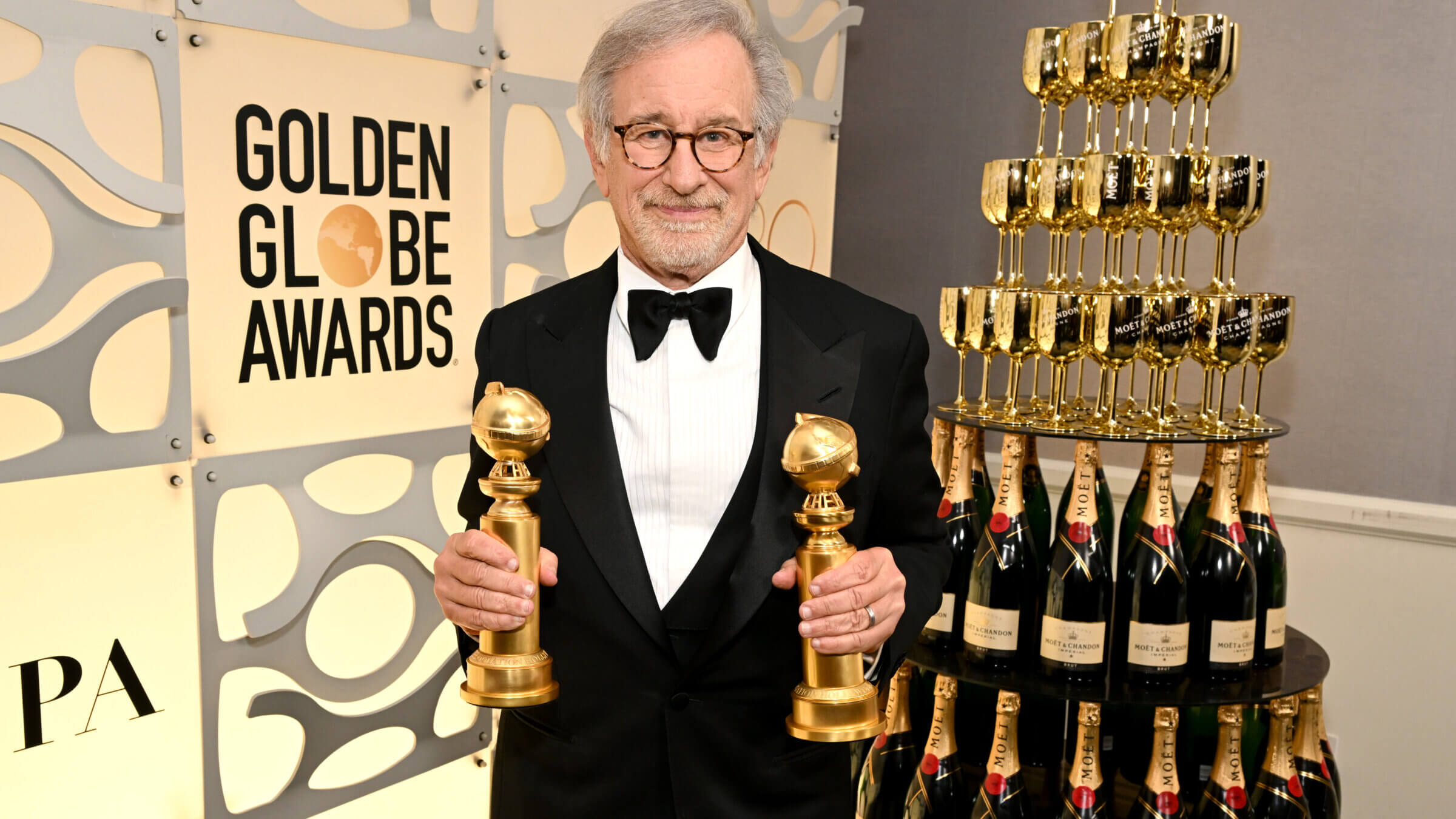 Steven Spielberg, who won big at the Golden Globes, was also the first person to be thanked by a winner.