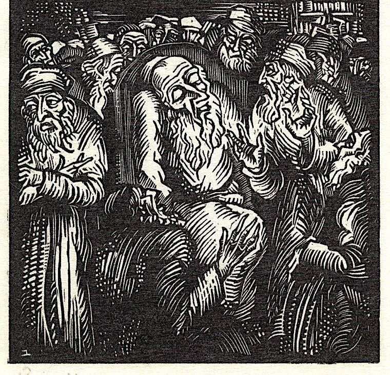 Joseph Budko's 1923 woodcut illustrating Samuel Lewin’s book, "Chassidische Legenden" (Chasidic Legends)