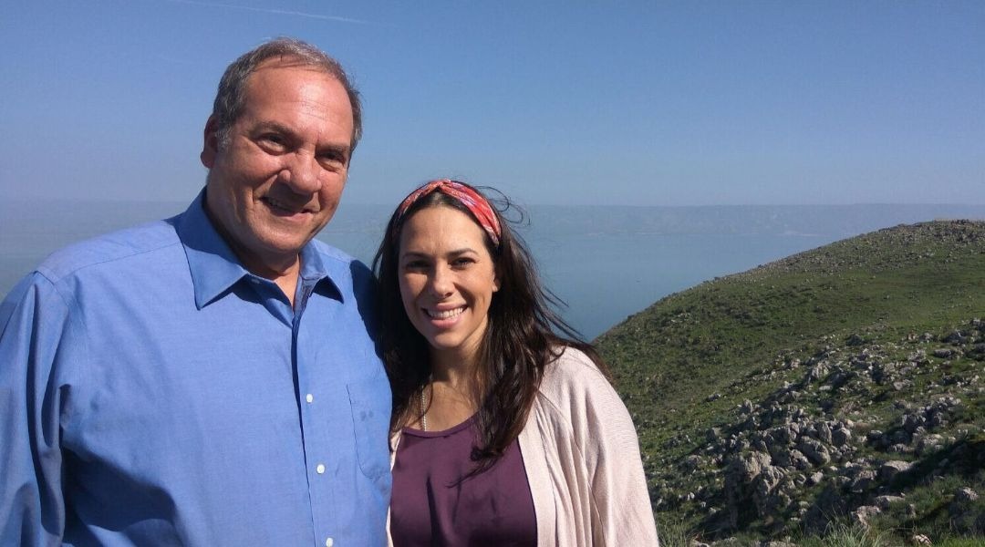 Rabbi Yechiel Eckstein and his daughter Yael at Mount Arbel in Israel’s Lower Galilee region. (Courtesy of IFCJ)