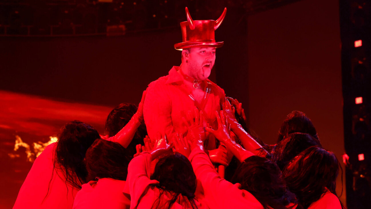 Sam Smith in his very threatening devil horns at the Grammys.