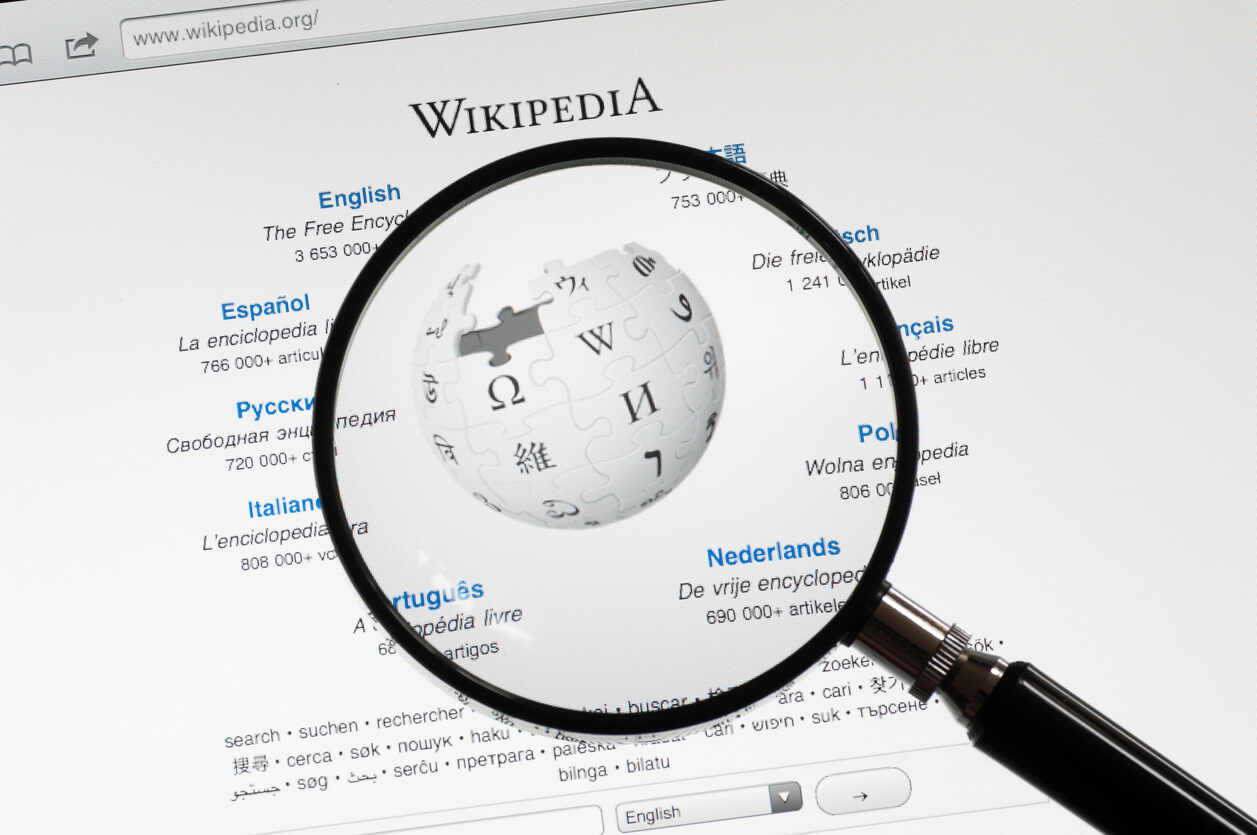 The Wikipedia homepage.