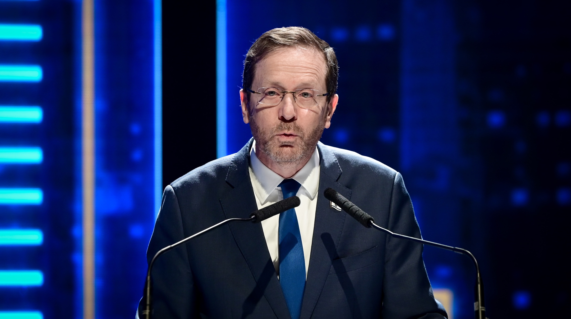 Israeli President Isaac Herzog attends a Honorary Citizenship Ceremony in Tel Aviv, March 13, 2023.(Avshalom Sassoni/Flash90)