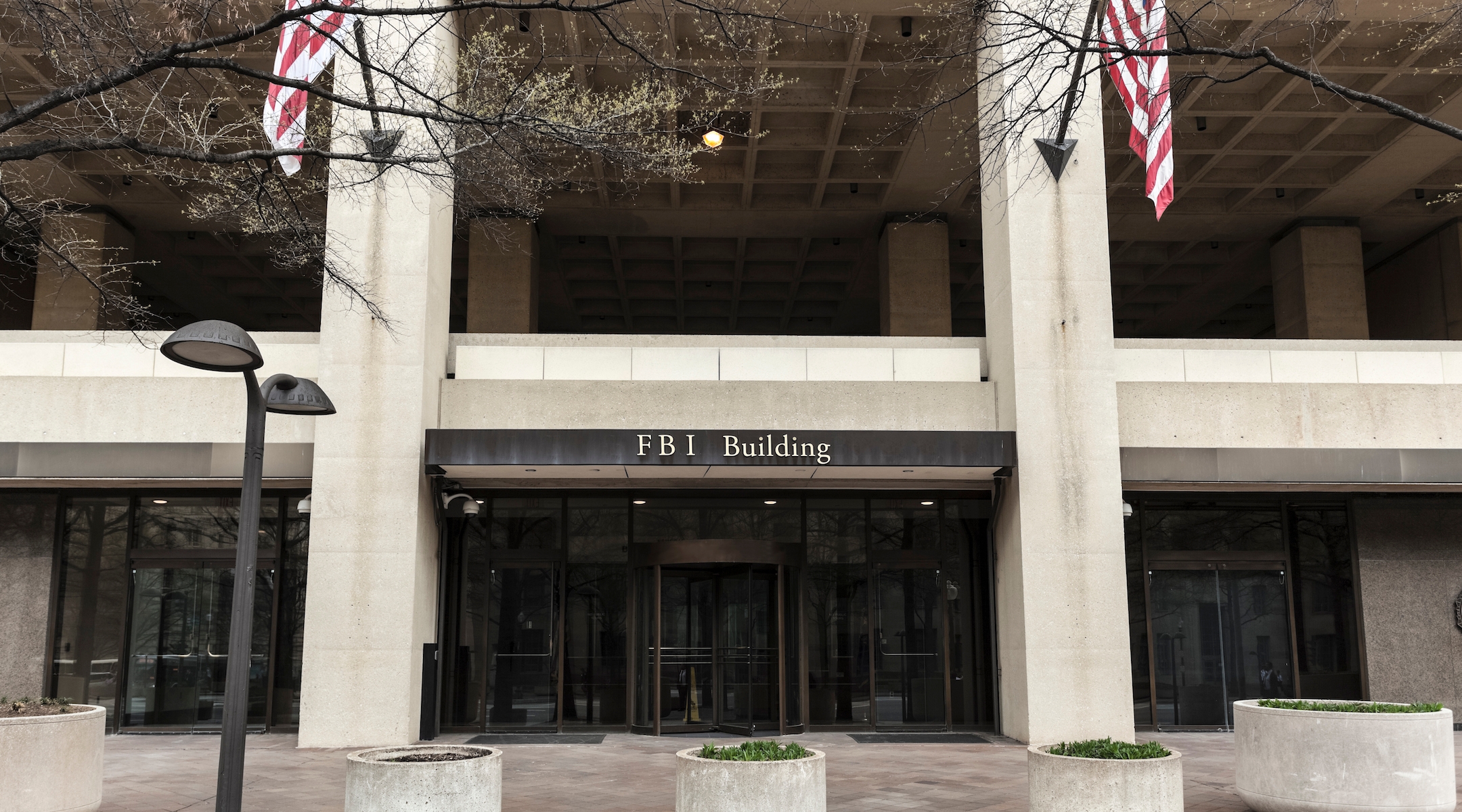 Entrance to the FBI Building in Washington, DC. (drnadig via Getty Images)